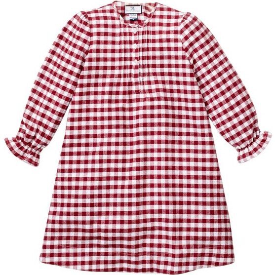 Beatrice Burgundy Gingham Nightgown - Petite Plume Sleepwear | Maisonette