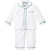 White Pajamas, Forest Green Double Piping - Pajamas - 1 - thumbnail