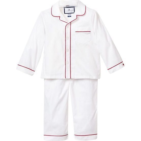 White Pajamas, Red Garnet Double Piping - Pajamas - 1
