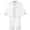 White Pajamas, Red Garnet Double Piping - Pajamas - 1 - thumbnail