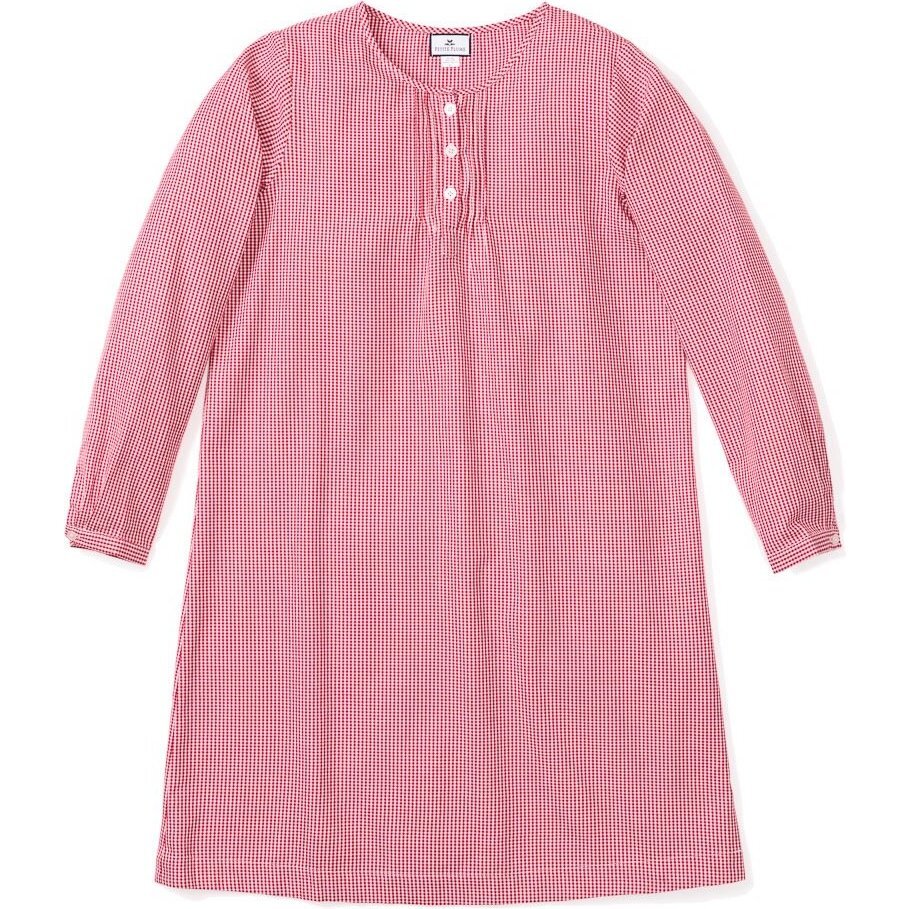 Women's Beatrice Nightgown, Red Mini Gingham - Pajamas - 1