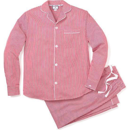 Men's Pajama Set, Red Mini Gingham