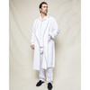 Men's Flannel Robe, White & Navy Piping - Robes - 3