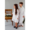 White Flannel Robe with Navy Piping - Robes - 2 - thumbnail
