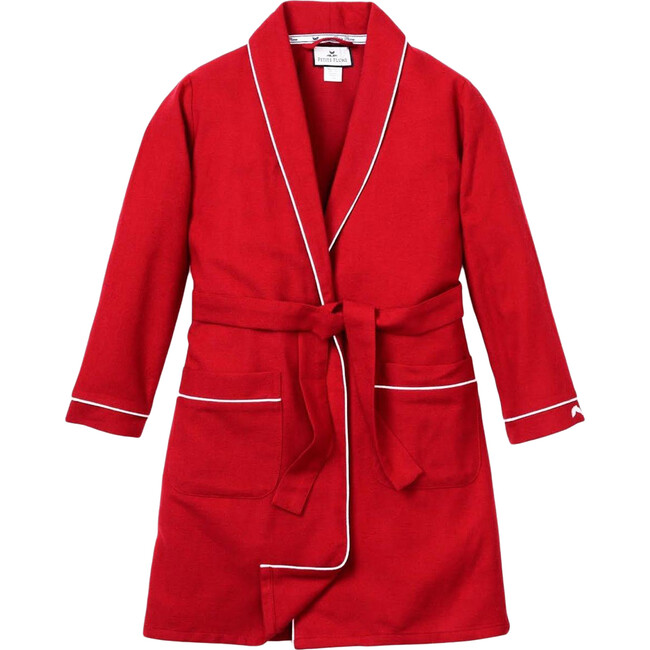 Red Flannel Robe with White Piping - Robes - 1