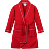 Red Flannel Robe with White Piping - Robes - 1 - thumbnail