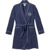 Monogrammed Classic Flannel Robe, Navy - Robes - 1 - thumbnail