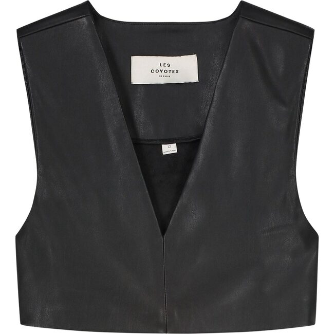 Bee Faux Leather Vest Top, Black