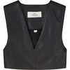 Bee Faux Leather Vest Top, Black - Vests - 1 - thumbnail