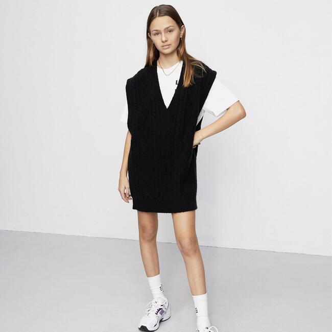Ted Sweater Vest Dress, Black - Dresses - 3