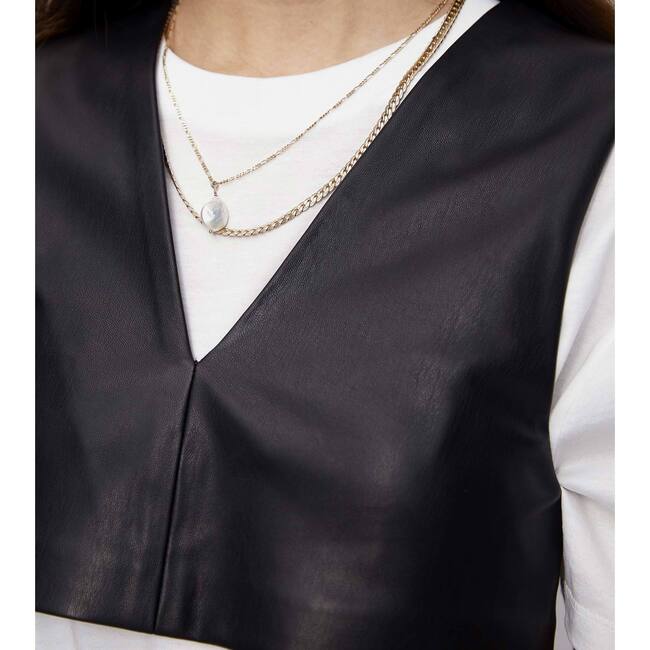 Bee Faux Leather Vest Top, Black - Vests - 5