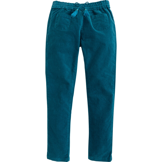 Pocket Pull on Pant, Turquoise Velvet - Pants - 1