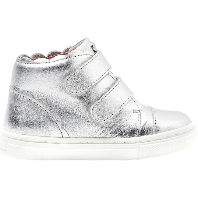 Baby High Top Tennis Shoes, Silver - Flats - 1