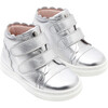 Baby High Top Tennis Shoes, Silver - Flats - 2