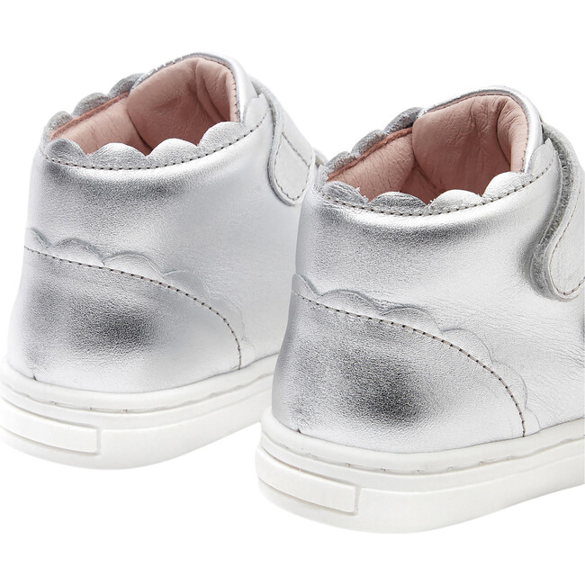Baby High Top Tennis Shoes, Silver - Flats - 6