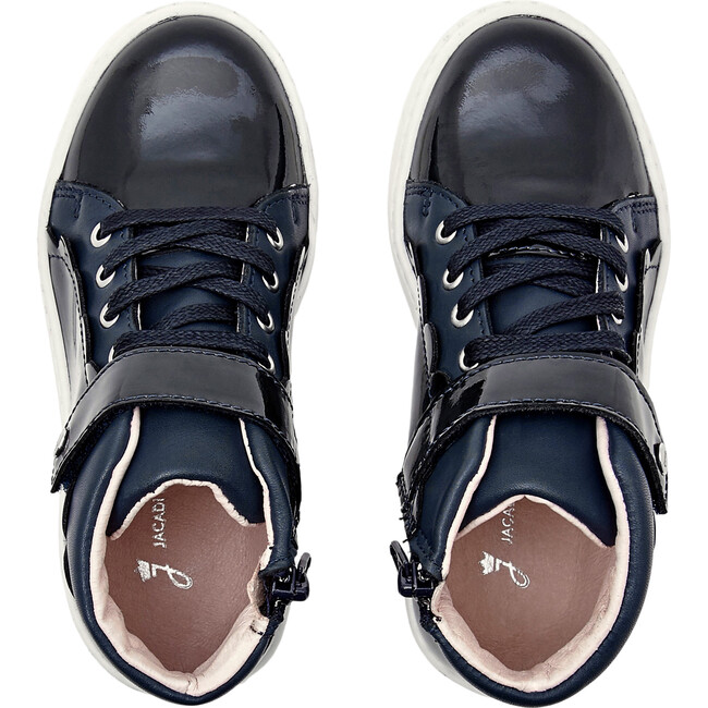 High Top Tennis Shoes, Navy Blue - Flats - 4