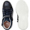 High Top Tennis Shoes, Navy Blue - Flats - 5