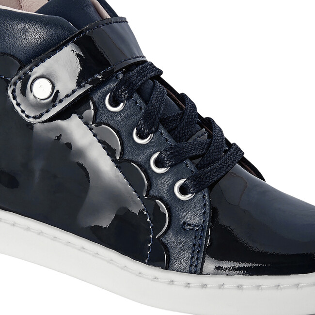 High Top Tennis Shoes, Navy Blue - Flats - 6