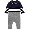 Baby Knit Onesie, Navy Blue & Multi - Onesies - 1 - thumbnail