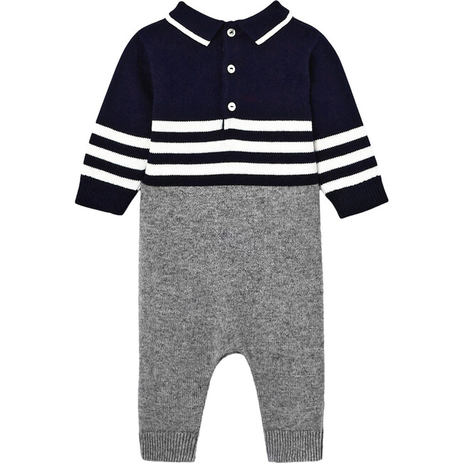 Baby Knit Onesie, Navy Blue & Multi - Onesies - 2