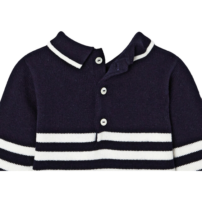 Baby Knit Onesie, Navy Blue & Multi - Onesies - 4
