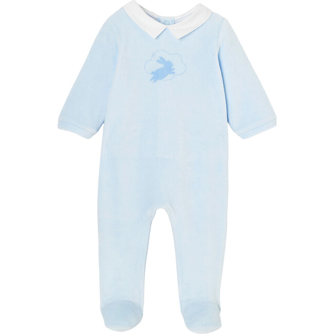 Baby Loop Velvet Footed Pajamas, Celestial Blue