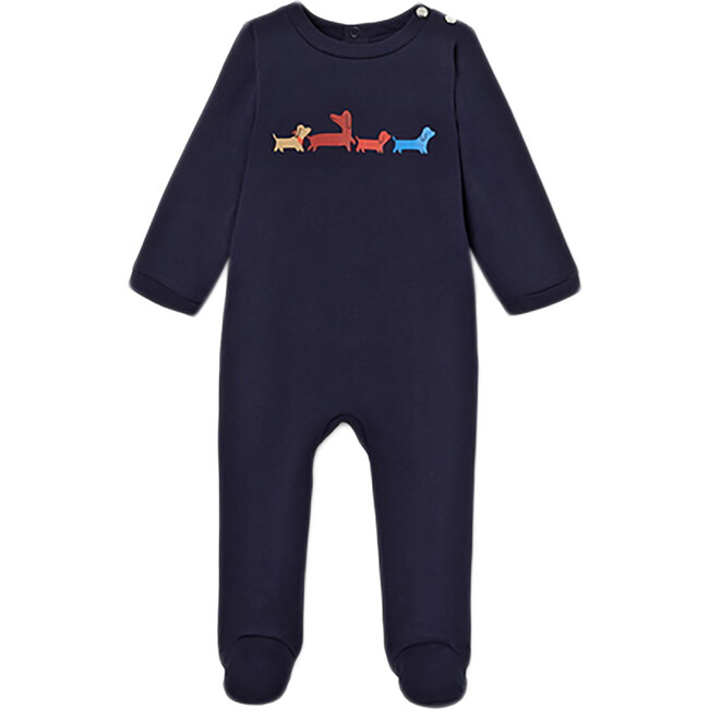 Baby Velvet Footed Pajamas, Navy Blue
