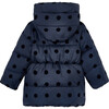 Polka Dot Puffer Jacket, Navy Blue - Jackets - 2