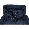 Polka Dot Puffer Jacket, Navy Blue - Jackets - 3