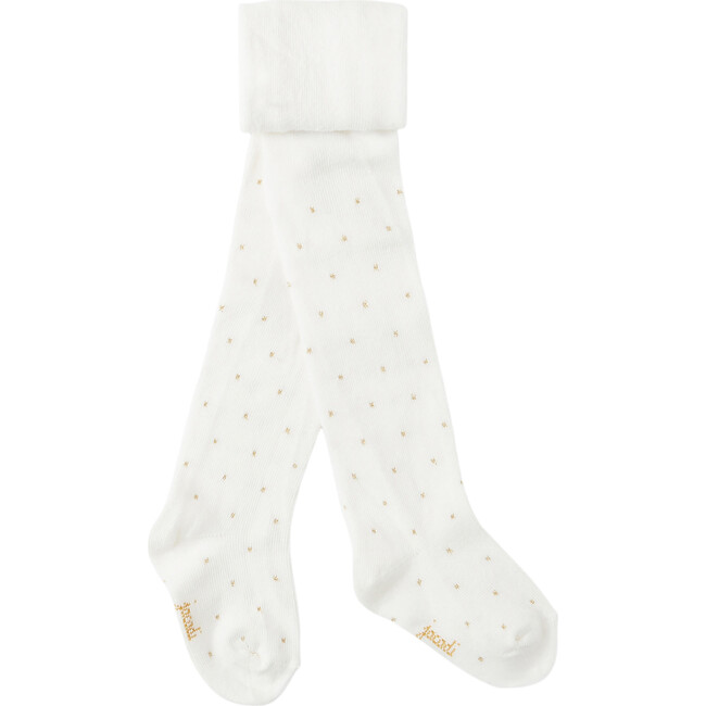 Baby Polka Dot Tights, White - Tights - 1
