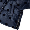 Polka Dot Puffer Jacket, Navy Blue - Jackets - 4