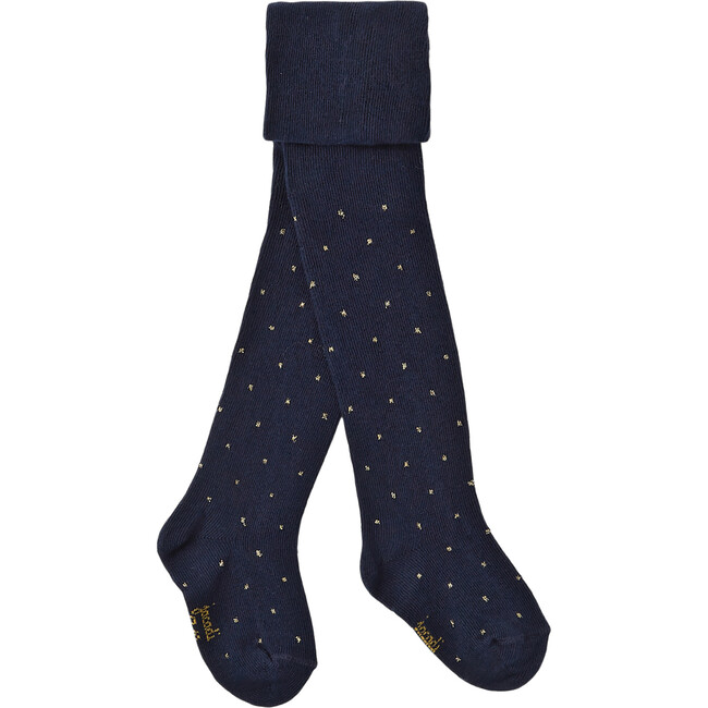 Baby Polka Dot Tights, Navy Blue - Tights - 1