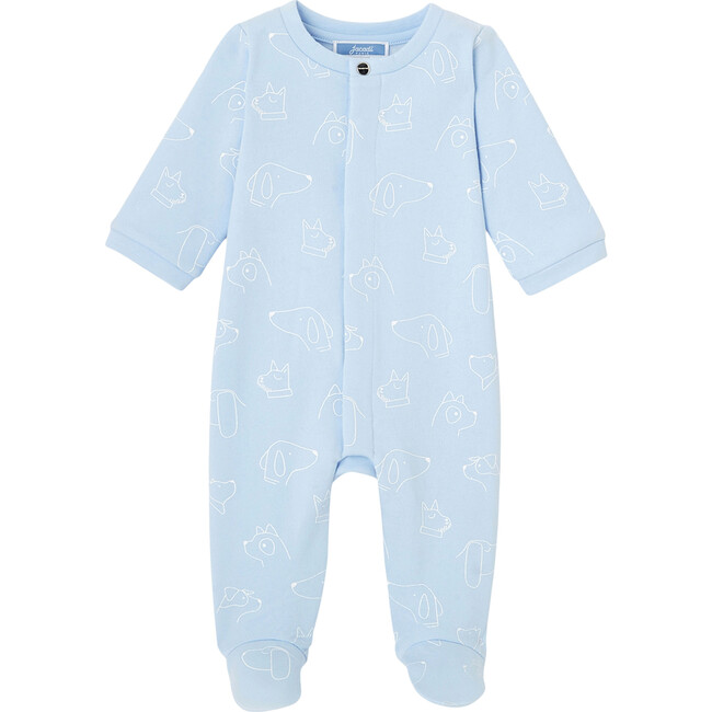Baby Fleece Footed Pajamas, Blue - Pajamas - 1