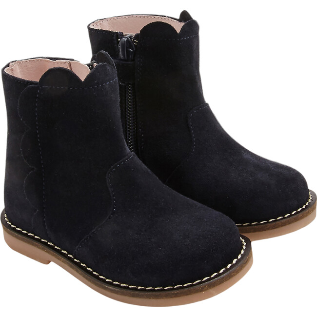 Baby Split Leather Boots, Navy Blue - Boots - 2