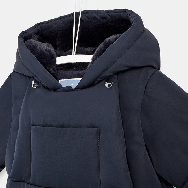 Baby Nylon Snowsuit, Navy Blue - Onesies - 3
