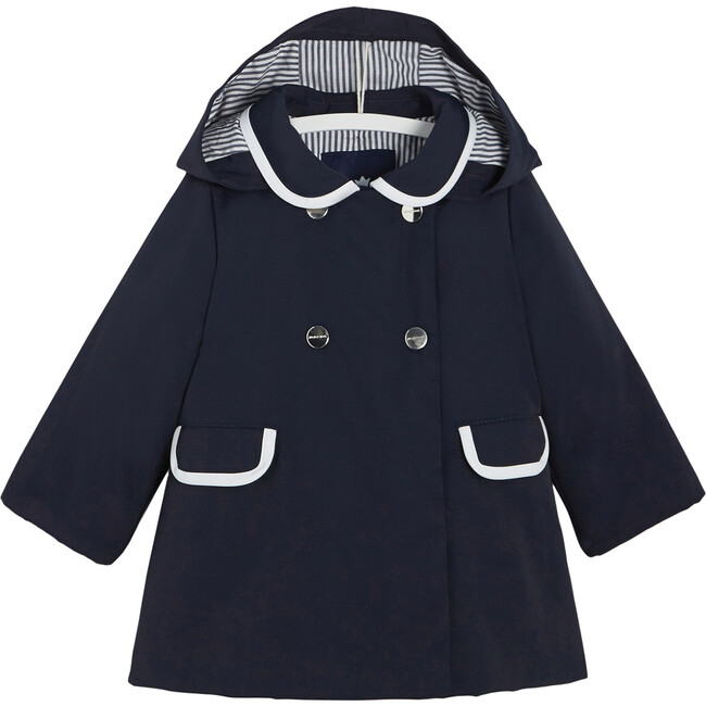 Toddler Coat, Navy Blue & White - Jackets - 1