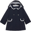 Toddler Coat, Navy Blue & White - Jackets - 1 - thumbnail