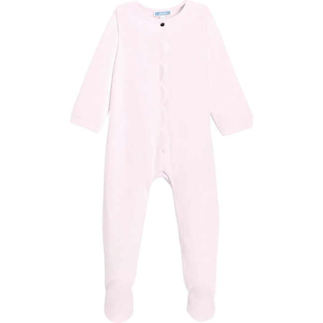 Baby Loop Velvet Footed Pajamas, Pale Pink - Pajamas - 1