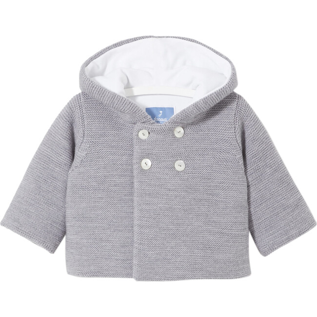Baby Knit Jacket, Chine Grey - Jackets - 1