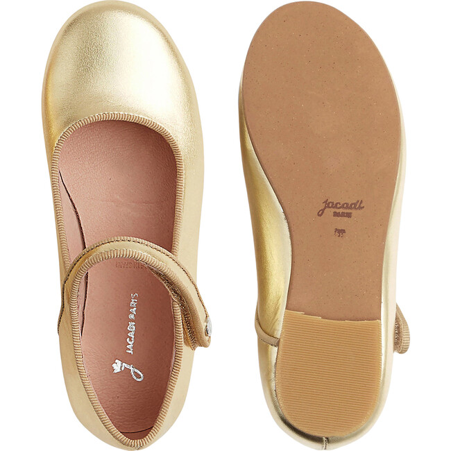 Glazed Leather Mary Janes, Gold - Mary Janes - 3