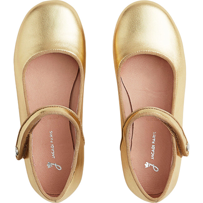 Glazed Leather Mary Janes, Gold - Mary Janes - 4