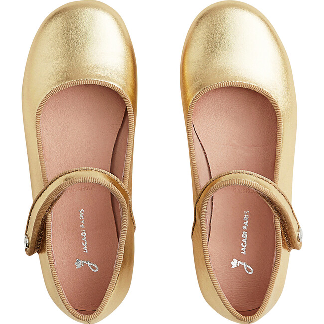 Glazed Leather Mary Janes, Gold - Mary Janes - 6
