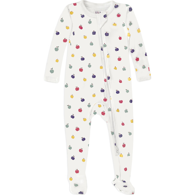 Organic Zippered Footed Pajama, Apples - Onesies - 1