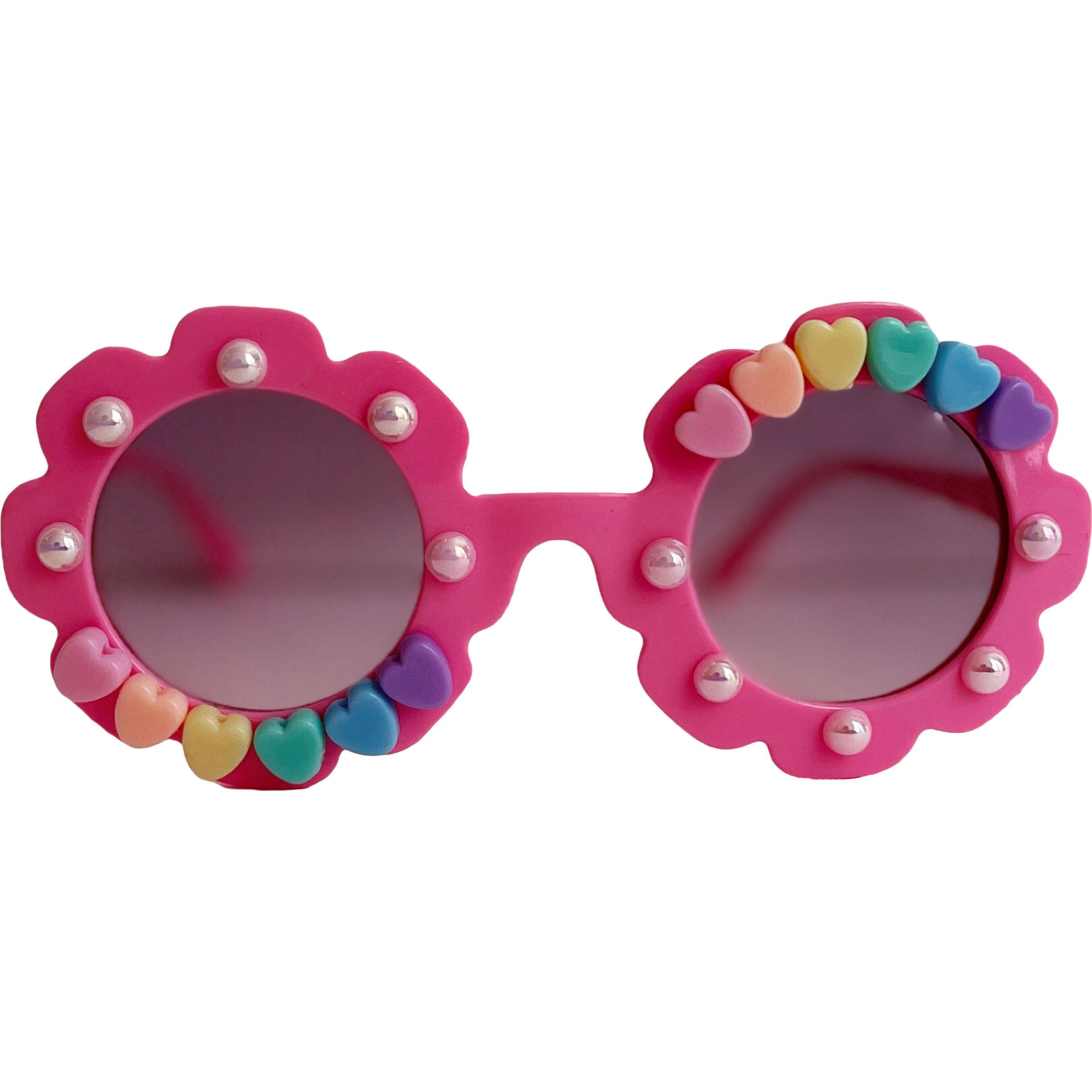 Double Hearts Cami Flower Sunnies, Pink - Sunglasses - 1