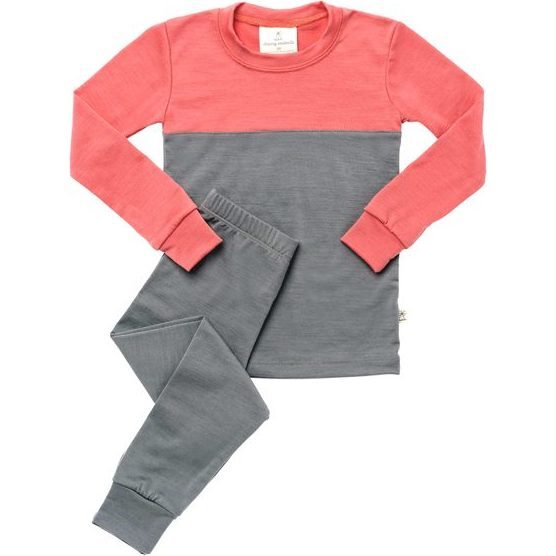 Merino Wool Thermal Long Johns, Rose - Pajamas - 1