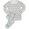 Merino Wool Long Johns, Sea Pine Stripe - Pajamas - 1 - thumbnail