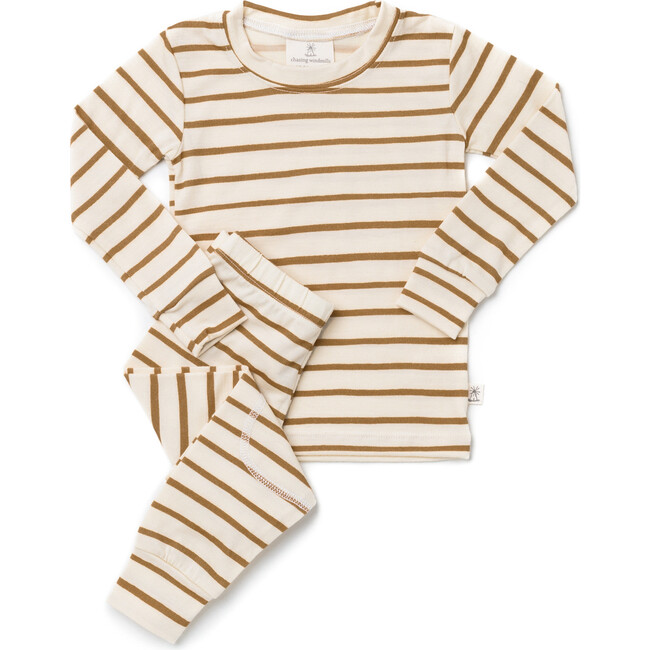 Merino Wool Long Johns, Ochre Stripe - Mixed Apparel Set - 1