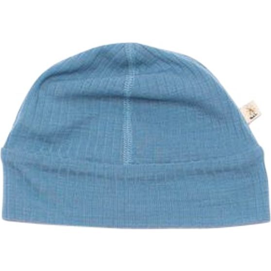Merino Wool Ribbed Beanie, Blue - Hats - 1
