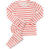 Merino Wool Long Johns, Vermilion Stripe - Pajamas - 1 - thumbnail