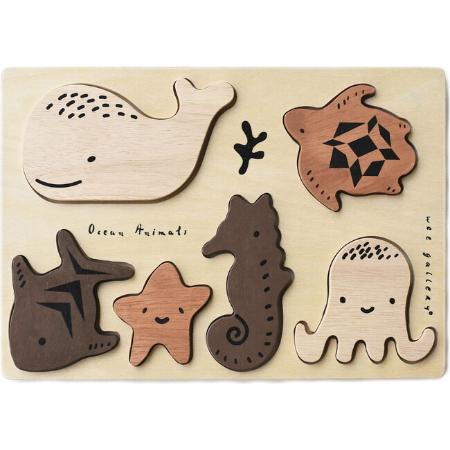Wooden Tray Puzzle, Ocean Animals - Puzzles - 1